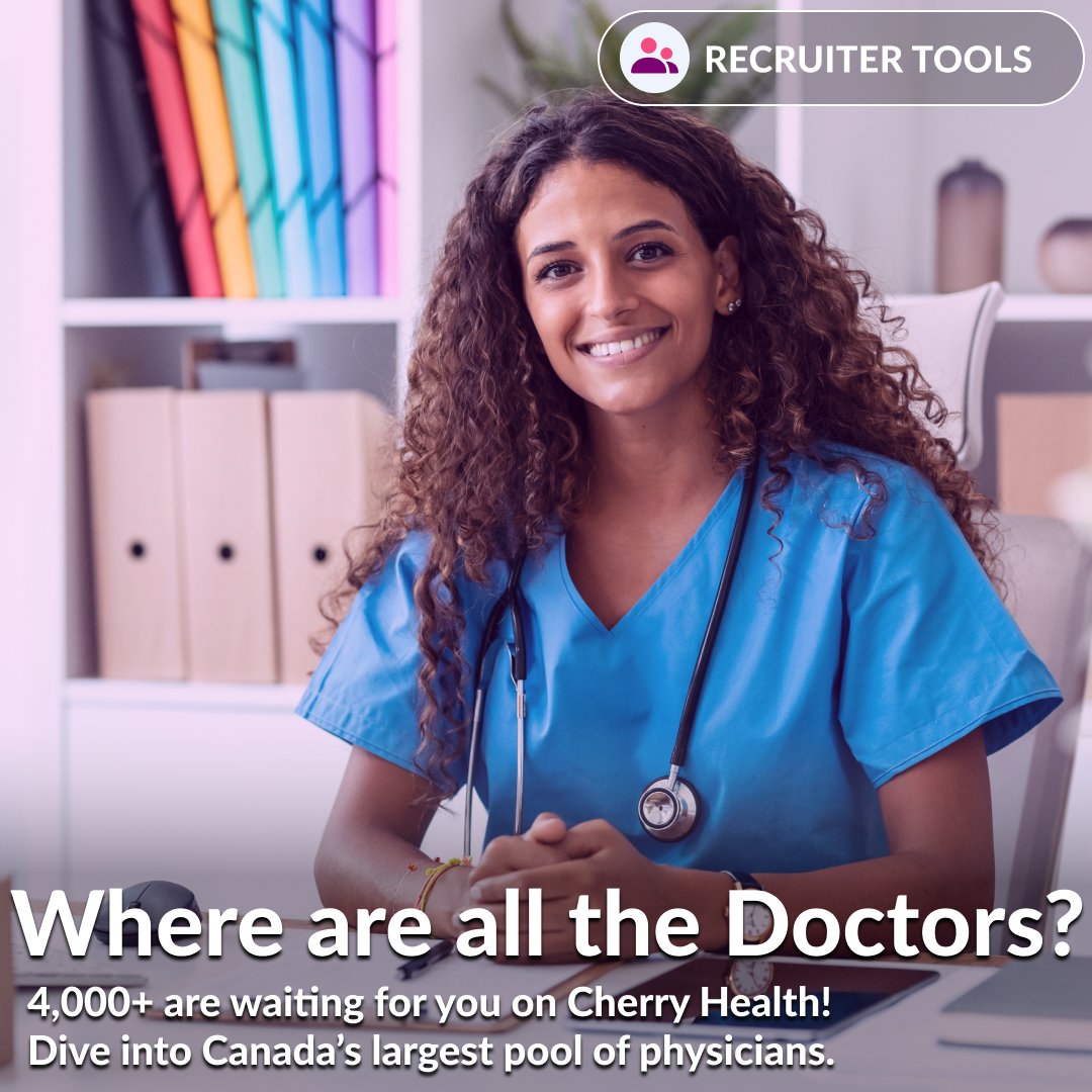 cherryhealthinc's tweet image. 🔎Amid a nationwide physician shortage, our Recruiter Tools provide an active approach to recruitment! 🩺Access to over 4,000+ Canadian physicians to start building successful recruitment relationships today! 🚀Subscribe: ca.cherry.health/business/recru…

#cherryhealth #recruitertools