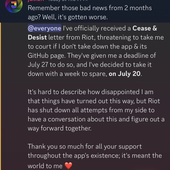 VALORANT App "Recon Bolt" known for its ability to help Insta-Lock agents has been forced to shut down via Cease &amp; Desist letter from Riot
