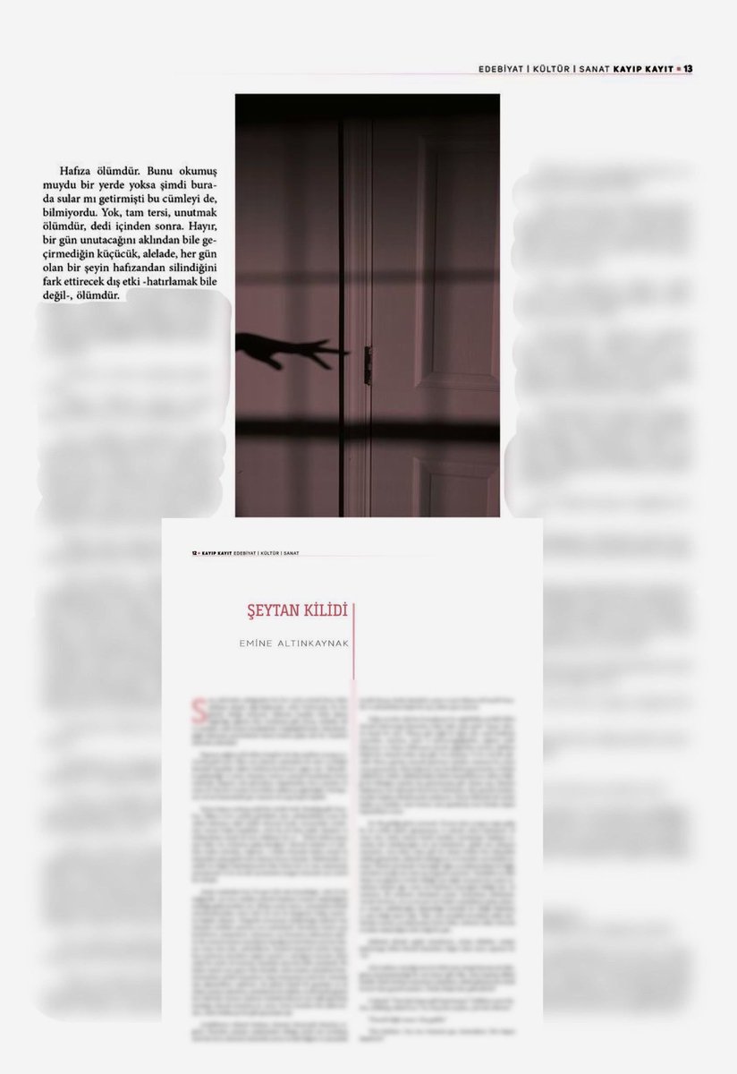 Edebiyat ve kültür-sanat dünyasındaki yolculuğunu emin adımlarla ve zarifine sürdüren <a href="/KayipKayit/">Kayıp Kayıt</a> dopdolu bir sayıyla daha aramızda. 

“Şeytan Kilidi” adlı öyküyle…