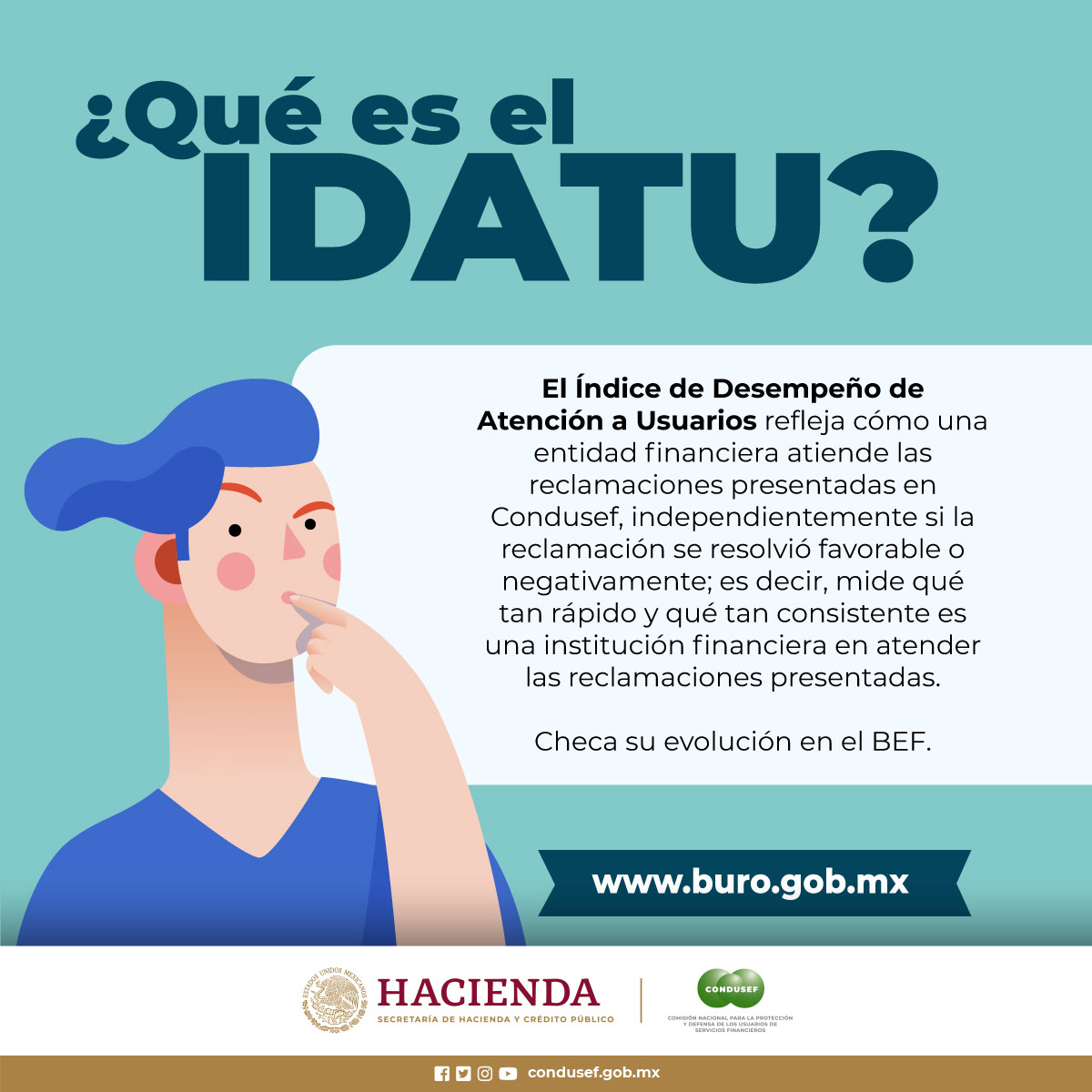 El #BEF te dice si un banco o una aseguradora tiene un buen Desempeño de Atención a Usuarios (IDATU). Consúltalo en buro.gob.mx
#RevisaComparaDecide tu mejor opción.