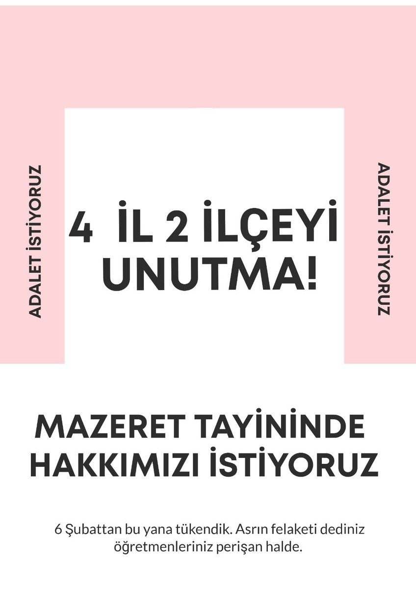 4 il ve 2 ilçede görevli depremzede öğretmenlerin yaşadığı “Asrın Felaketi”ne nasıl şart koşulur? 
#DepremzedeÖğretmeniÜzme

<a href="/Yusuf__Tekin/">Yusuf Tekin</a>