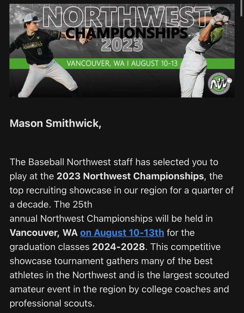masonsmithwick's tweet photo. Thank you @BaseballNW  for the opportunity, can’t wait to compete. https://t.co/jFV79J5JJ4