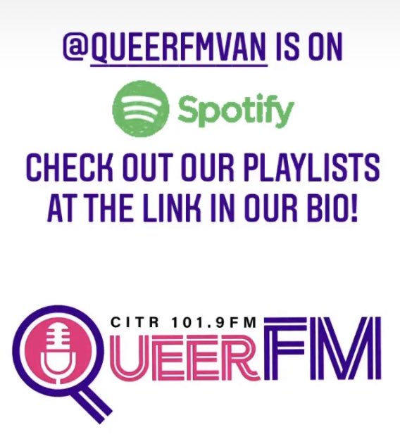 QueerFMVan's tweet photo. Check out our @SpotifyCanada for our #LGBTQIA artists playlists!

#queerfmvan #queerartists 
🏳️‍🌈🏳️‍⚧️🎼 https://t.co/vjSmM9HqfW