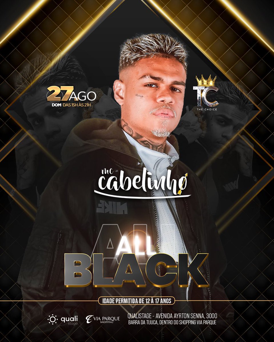 thechoiceteen's tweet photo. ACABOU A ESPERA ! 🖤
Vem aí a maior edição de TODAS.
Com o tema All Black e com a atração mais pedida, MC CABELINHO, a The Choice vai fazer o Rio de Janeiro parar! 

Ingressos: https://t.co/t7IP47Wx1x https://t.co/ddzfAIDTlY