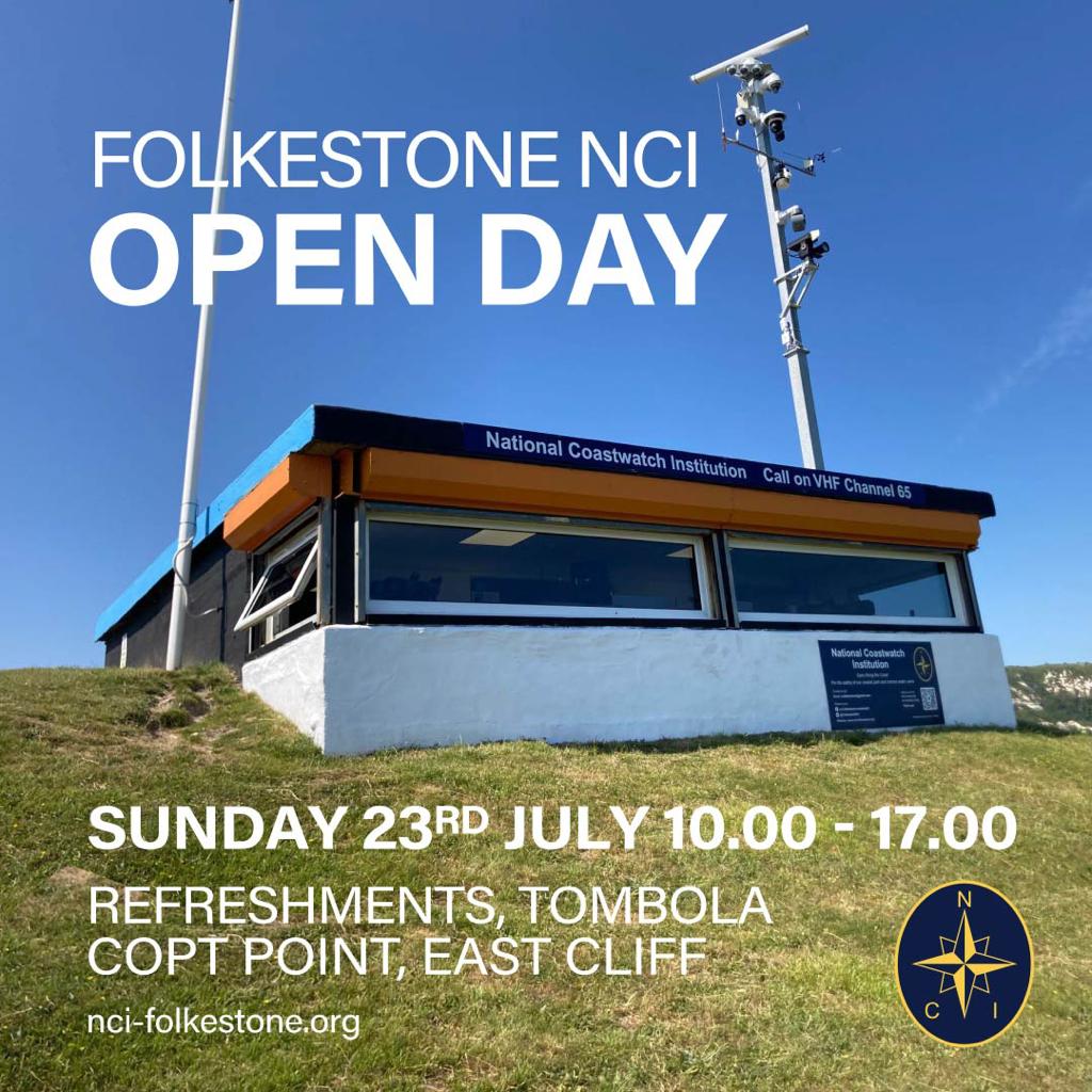 In recognition of National Coastwatch Day, this Sunday 23 July, we are having a open day. If you are in or around the #Folkestoneharbour area, please drop by, take in the view and discover how we contribute to helping keep you safe along the coast.👇