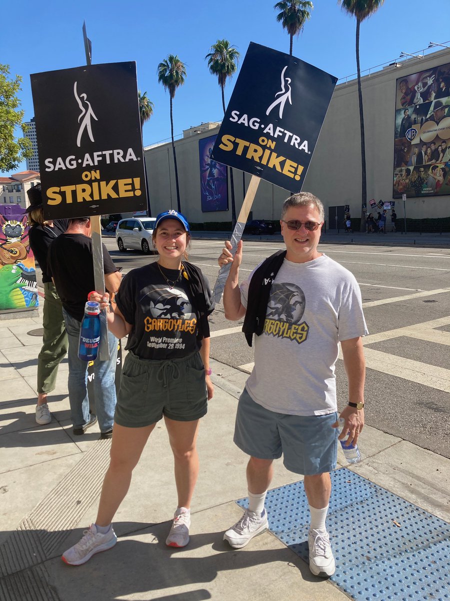 Greg_Weisman's tweet photo. #GargoylesStrong
Supporting #WGA & #SAG w/ @BandgeekErin!! https://t.co/qtMsYJ2UZC
