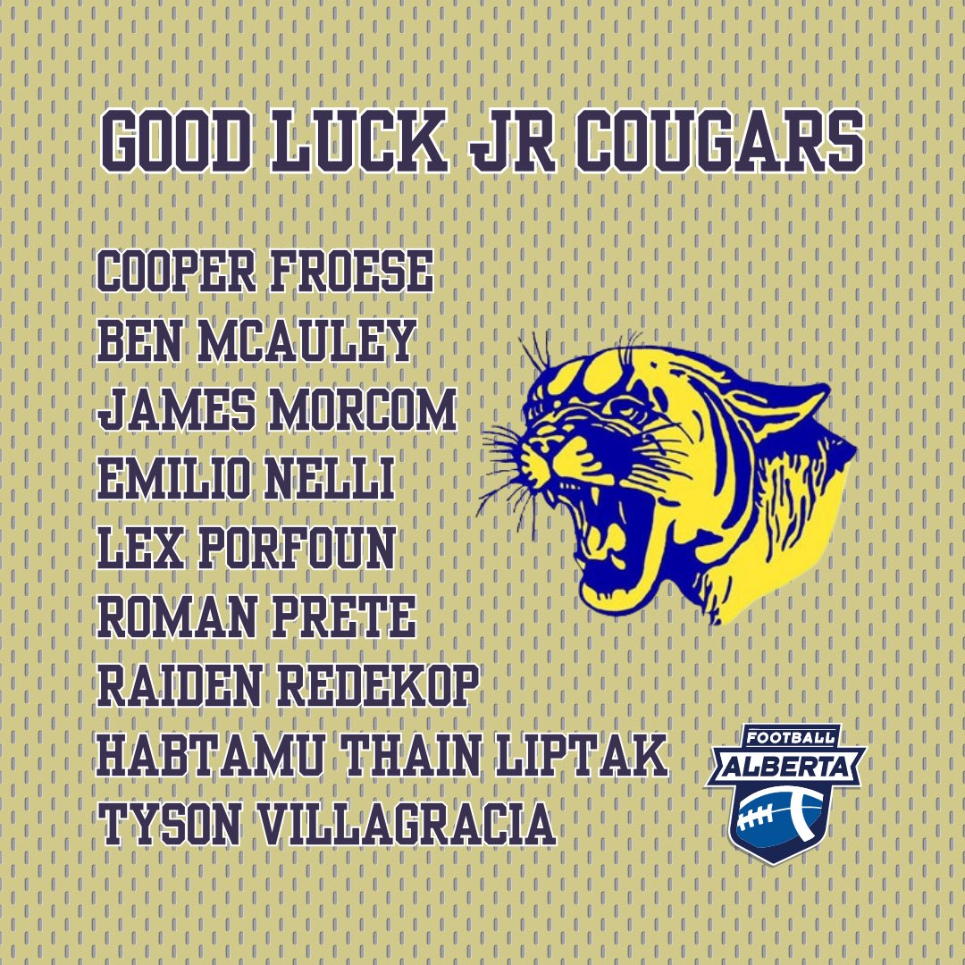 NDJRCougarsFB's tweet photo. Best of luck to our #JRCougars who are competing this afternoon with the #CentralHuskies! They play the Edmonton North Wildcats at 4 PM at #Commonwealth! 🐾🏈 https://t.co/MK1JypKKa5
