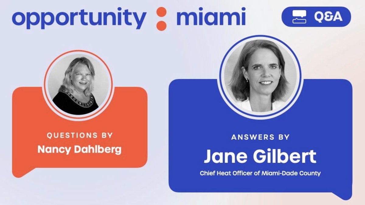 opportunitymia's tweet photo. 🌡️  With heat advisories in effect, we revisit our Q&amp;A with the nation’s first Chief Heat Officer, @ResilientJane, about the importance of having a dedicated person to tackle extreme heat safety: https://t.co/J7zrW9zzUZ
#ClimateCrisis #ExtremeHeat #SouthFlorida #HeatWarning https://t.co/yJF86DoXZy