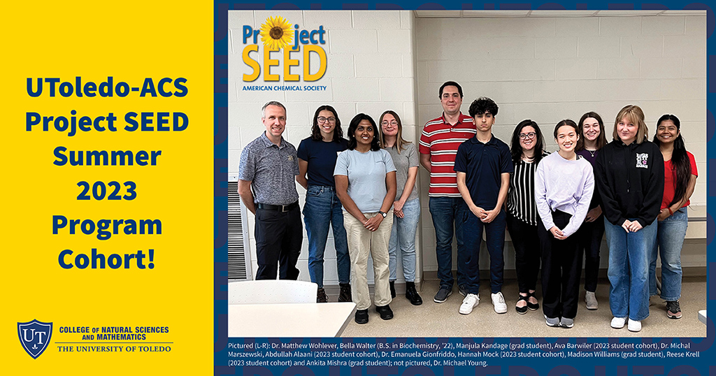 UToledo_NSM's tweet image. Shout-out to the four HS students joining our faculty and grad mentors by participating in @UToledo&apos;s #ACSProjectSEED this summer! This is the 20th year @ChemistryToledo has hosted this program with @AmerChemSociety
More info: bit.ly/3JvIaQH #UToledoNSM #ProjectSEED #ACS