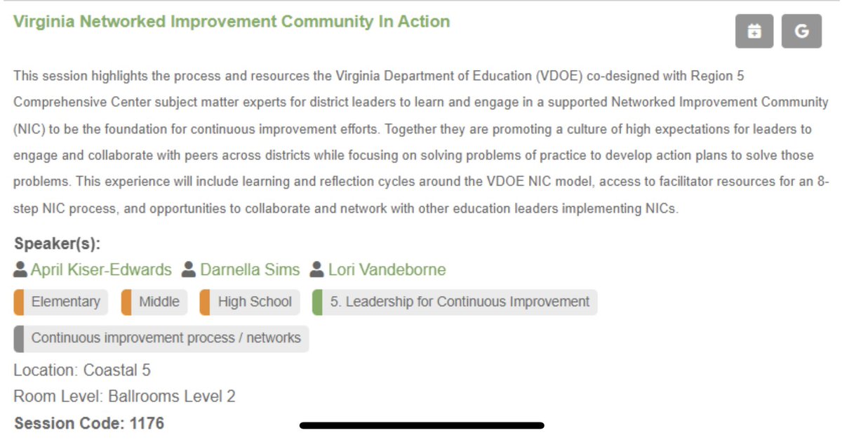 What a wonderful opportunity to share the impact of the VDOE Networked Improvement Community with VDOE and Chesterfield Public School District at #SREB2023 Summer Conference <a href="/srebeducation/">SREB</a> <a href="/AprilKE18/">Dr. Kiser-Edwards</a> @Region5CC <a href="/AEMEducation/">AEM Education Services</a>