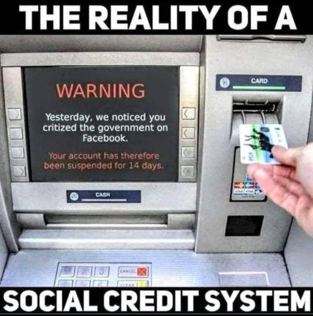 We have been permitted NO QUESTIONS to "our" Governments about CBDC or Social Credit Scores or Censorship of those with opposing views. Why do you think that is? In 3 short years, we went from a Free Society to a Dystopian Nightmare, predominantly because  most people are Cowards