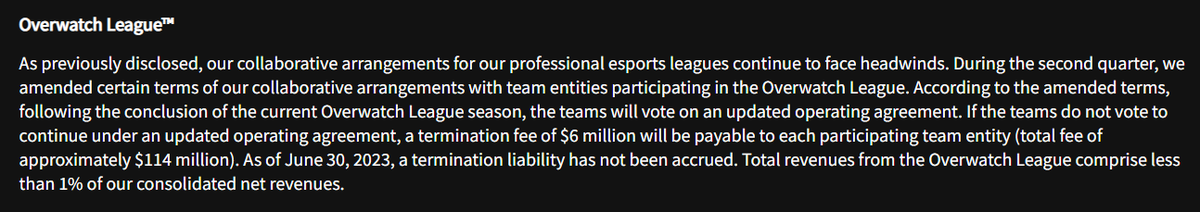 I don't really see a world in which every team doesn't take this. Overwatch esports will continue, but OWL is probably wraps. Despite leaving, I've always rooted for OWLs success and have had fantastic memories with it, very unfortunate and sad to see :(