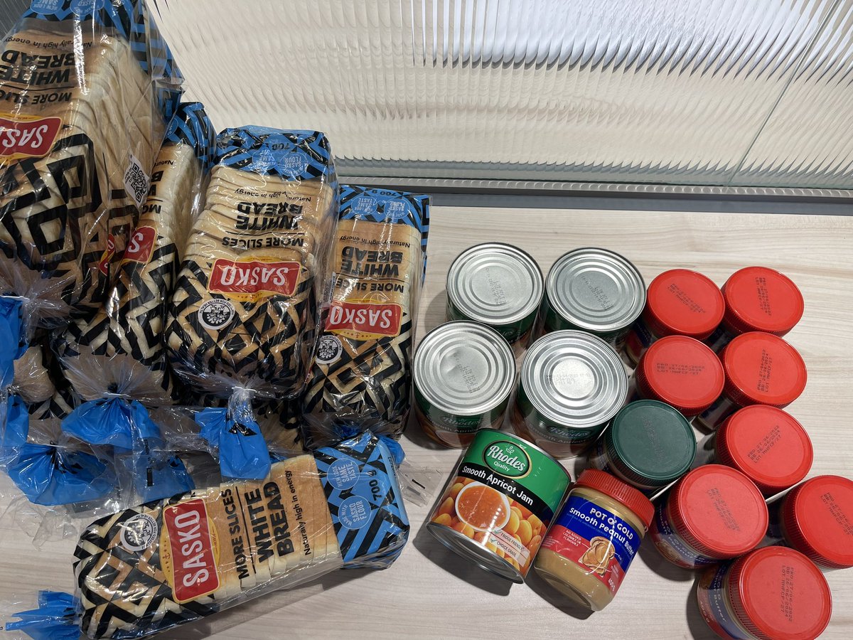 In support of this incredible cause, the Societal Impact Task Team (SITT) pledged to sponsor 20 loaves of bread 🍞 20 jars of peanut butter 🥜 20 cans of jam 🍯 and 10 tubs of margarine 🧈 

Together we WILL make a difference 🩷❤️🧡💛💚🩵💙💜