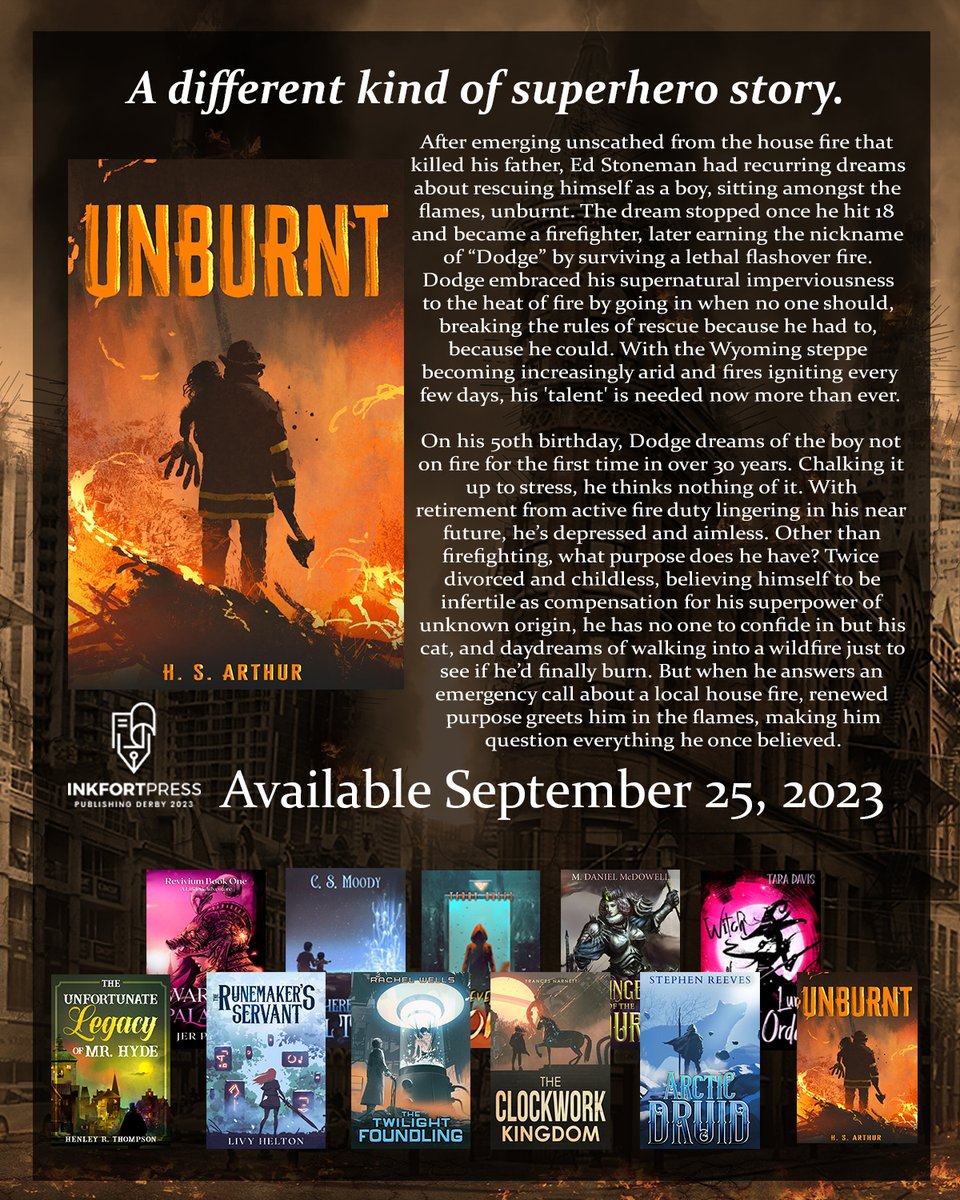 AuthorStephenR's tweet photo. Can you believe the #InkfortDerby2023 books are almost ready?
#inkfortDerby #indieauthor #indieauthorsofinstagram
#SFF #Specfic #firefighter 
@InkfortPress @h_s_arthur 
Read Now:
https://t.co/1pDyBOriMz https://t.co/WGNSpQZW1g