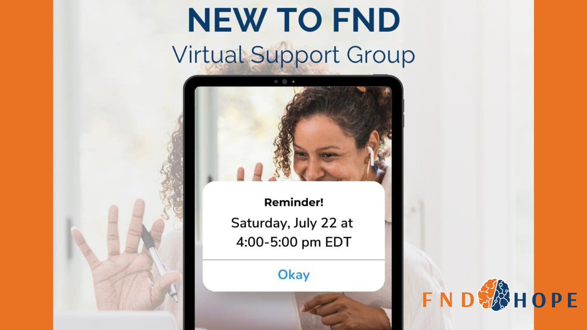 The "New to FND" virtual support group will give the opportunity to gain a deeper understanding of FND, learn coping strategies, and connect with others who are also new to #FND. To register, visit:  fndhope.org/events/new-to-…