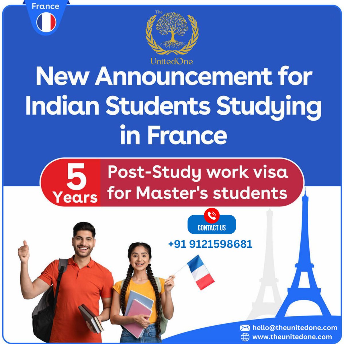 unitedone8019's tweet photo. New Announcement for Indian Students Studying In #FRANCE !
#france #studyinfrance #FranceVisa #studentvisa #studentlife #francelifestyle
#5yearsvisa #PostStudyWork #poststudyworkvisa #mastersdegree #usastudyvisa #ukstudyvisa #canadastudyvisa #ausstudyvisa #VISA #studyvisa https://t.co/vrTu7RcDqz