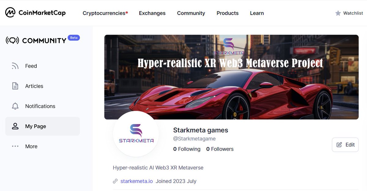 Starkmetagame's tweet photo. We're very privileged to have joining CMC-Community 
@CoinMarketCap https://t.co/8yws5r7dO9