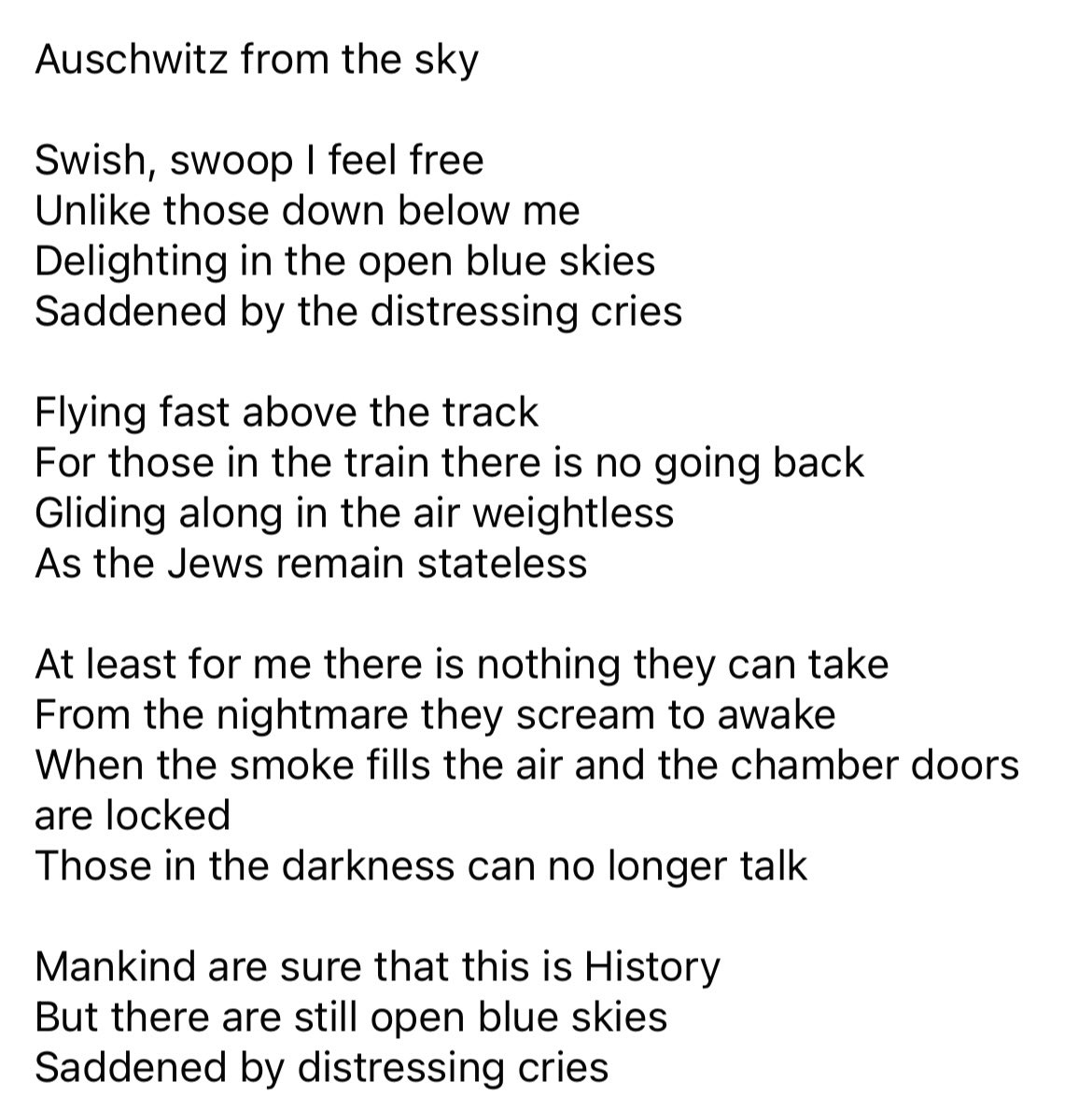 CFDuffy's tweet image. Came across this poem I wrote in 2017 after taking my first school trip to Auschwitz