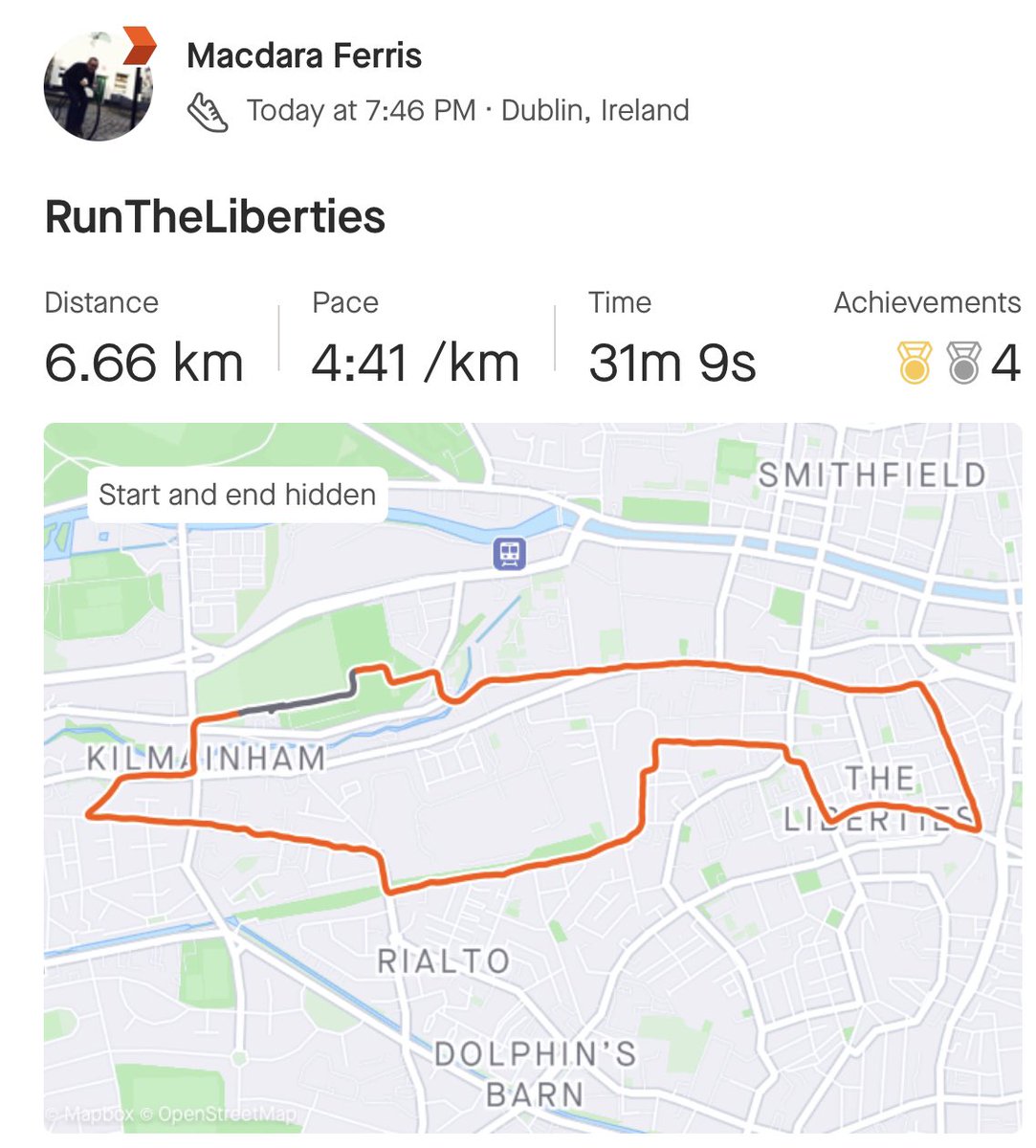 macdarabueller's tweet photo. Loved being able to #runtheliberties this evening for @JamesFoundation - Always made harder though when you have to run by home at the half way point 🙂 https://t.co/3eRHlmpzEM