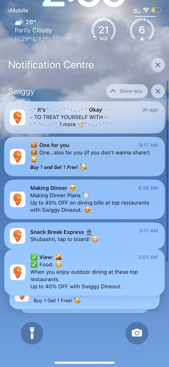 sublue22's tweet photo. @Swiggy I see you! I see all your offers, it’s tempting. Trust me I miss your service as I no longer live in India, I’m in the US &amp; here everyone goes to supermarket instead of genie &amp; people rarely order food and if they do, its pizza. But hey, thanks for these notifications https://t.co/LFaFtyLyGj