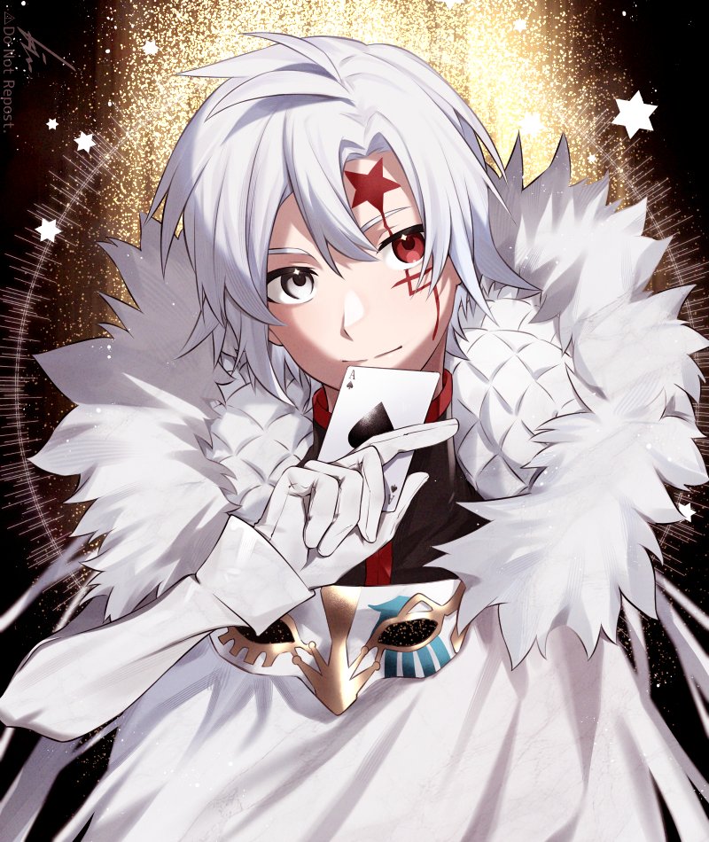 1boy male focus solo gloves holding white hair white gloves  illustration images