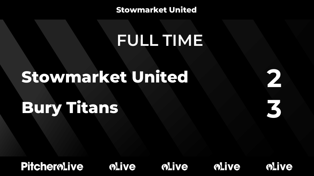 StowmarketUtdFc's tweet photo. FULL TIME: Stowmarket United 2 - 3 Bury Titans
⚽️ E.Smith x2

➡️ J.Hynard

⭐️ L.Fraser-Bell
#STOBUR #Pitchero
https://t.co/xSOL7y0PNC https://t.co/yypRX9KFGM