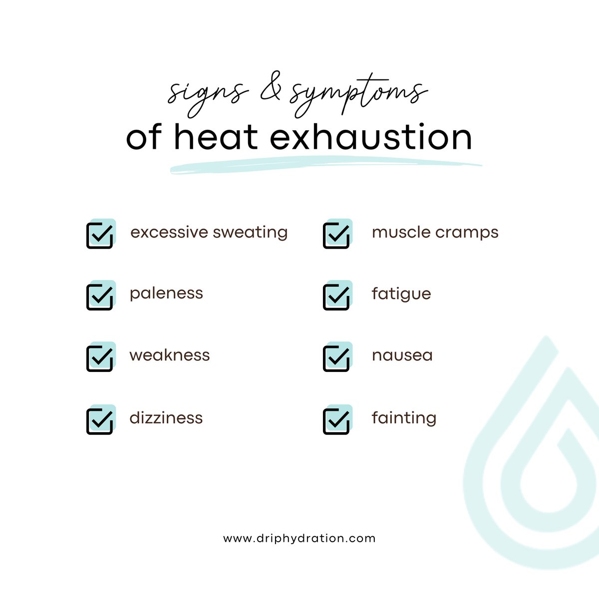 Stay Cool, Stay Safe! ☀️🌡️ As the heat wave intensifies, it's crucial to recognize the signs of heat exhaustion. Stay hydrated, seek shade, and take breaks in air-conditioned spaces.

#driphydration #ivtherapy #dehydration #healthylifestyle #health #wellness #hydration #heatwave