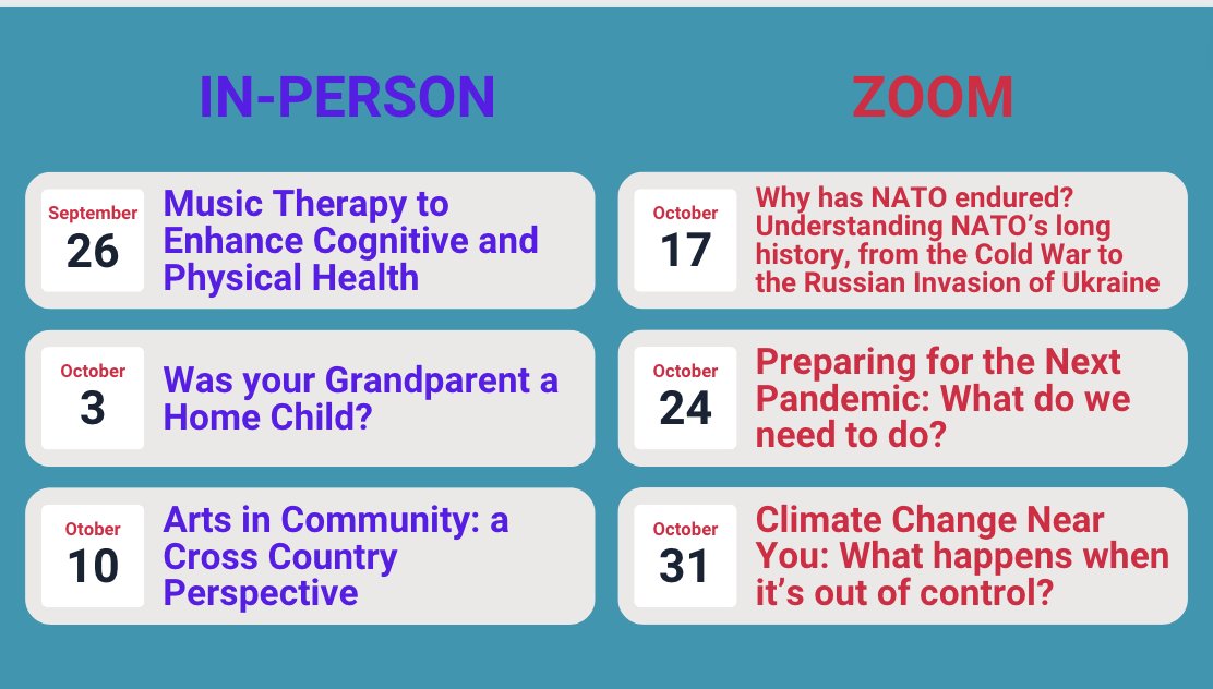 Details of our fall series are now on the website at llniagara.ca Registration opens August 15. In-person seating is limited so make sure to register early! #LifelongLearning #social #educational #seniors