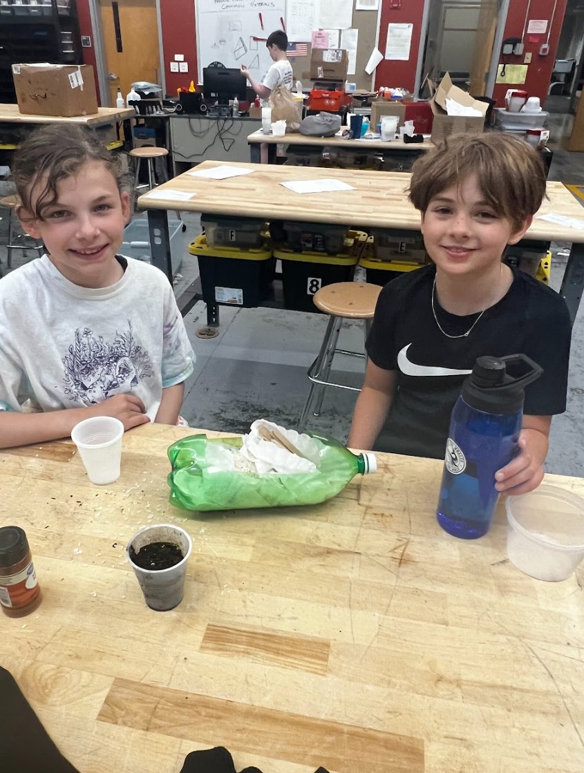 nkhsrobotics's tweet photo. We were tackling climate challenges today at NORTH Summer STEM Camp, making solar ovens and testing some rain garden solutions! https://t.co/6j32EA6U3Z