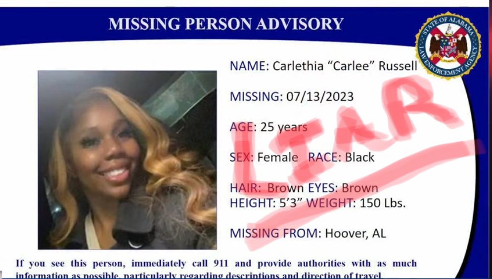 JeezItzz's tweet photo. Carlee “The Hustle” Russell planned it all, wasted LE resources and blamed a clown with orange hair. Plus, she’s a thief. No child. No abduction. #truecrime #NOTmissing https://t.co/FPivihgXU6