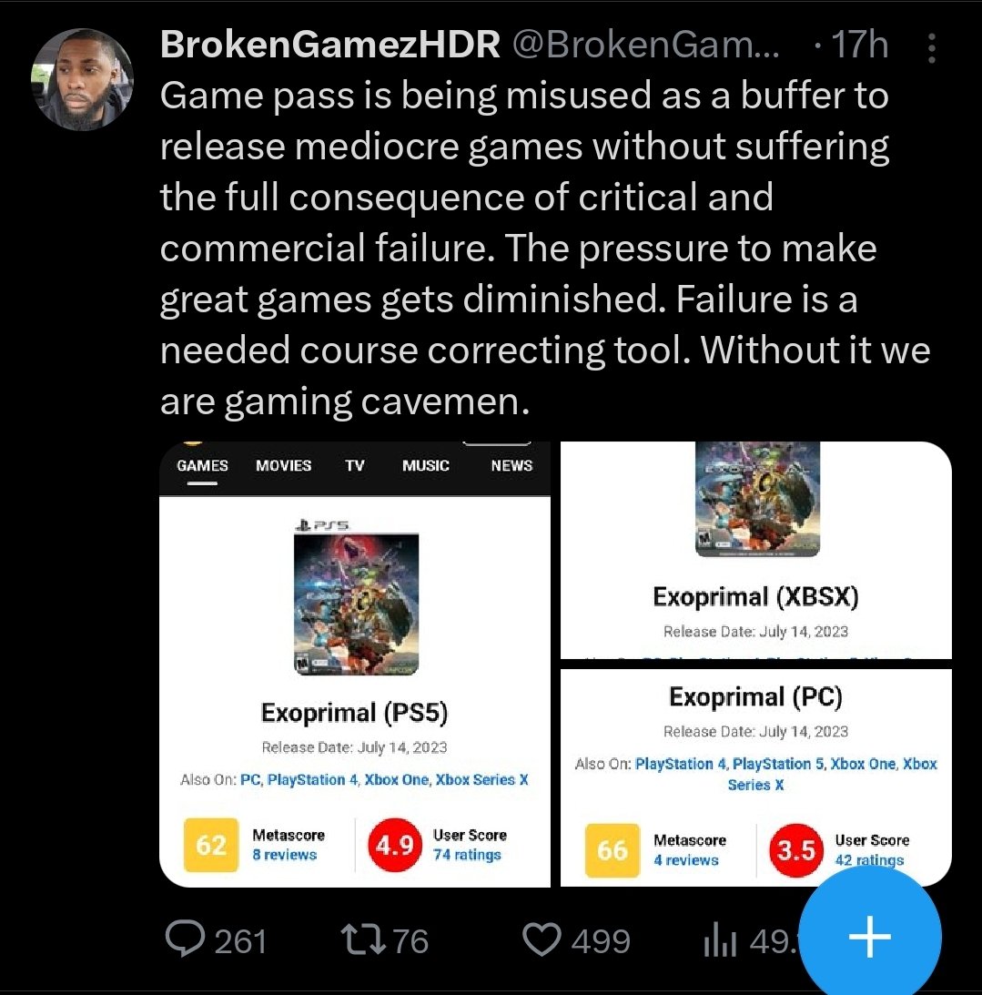 PeterOvo on X: If you want to blame Gamepass for the metacritic