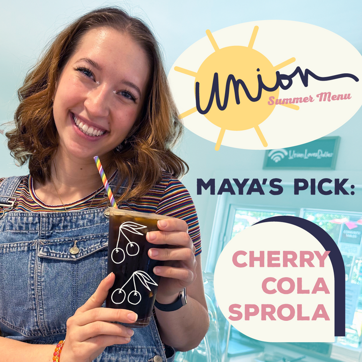 Uniondallas's tweet photo. Have you tried out the drinks from of fun summer menu yet? Check out these suggestions from our baristas, Maya and J! Come by, say hi, and grab a cool drink to beat the Texas heat! https://t.co/tAnPfr8kHh