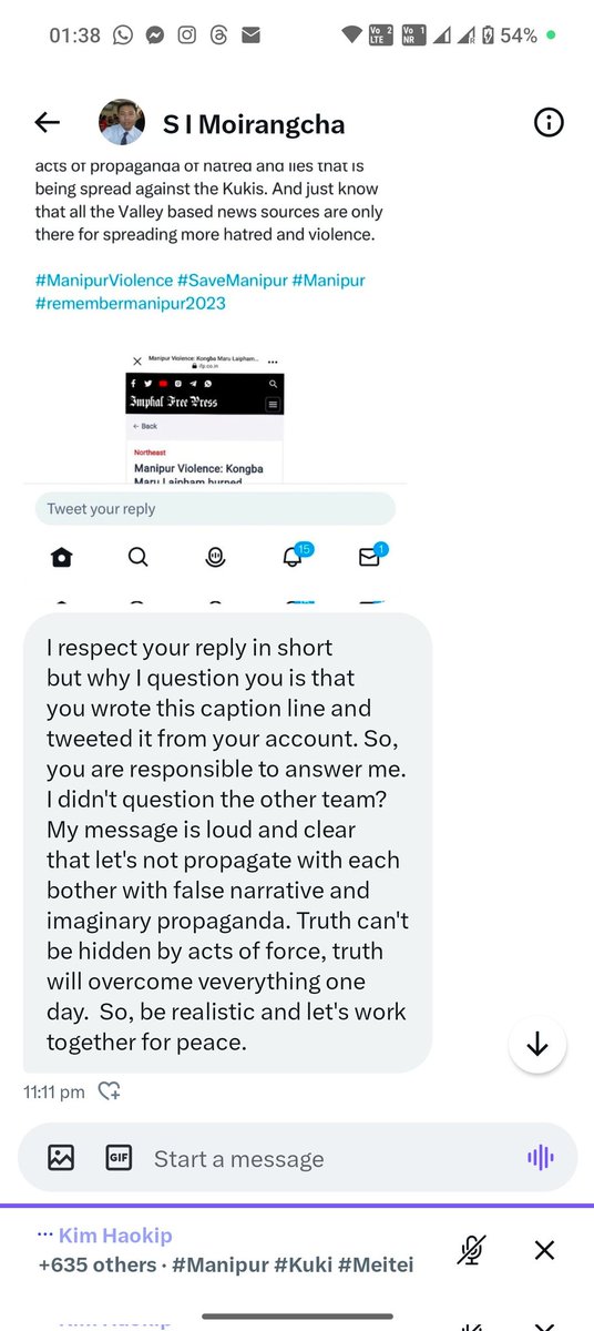 SiamPhaipi's tweet photo. How #ignorant, #brainwashed and #oversmart can these Meiteis get.l !? They take half a screenshot of my post and then accuse me of spreading "false narrative and imaginary #propaganda". And I'm sure they're spreading and brainwashing more of their folks everywhere about it, with even more things like these. I didn't even know this was a way to spread their propaganda and hatred.
The levels they stoop to are just mind boggling.
#Manipur #ManipurViolence