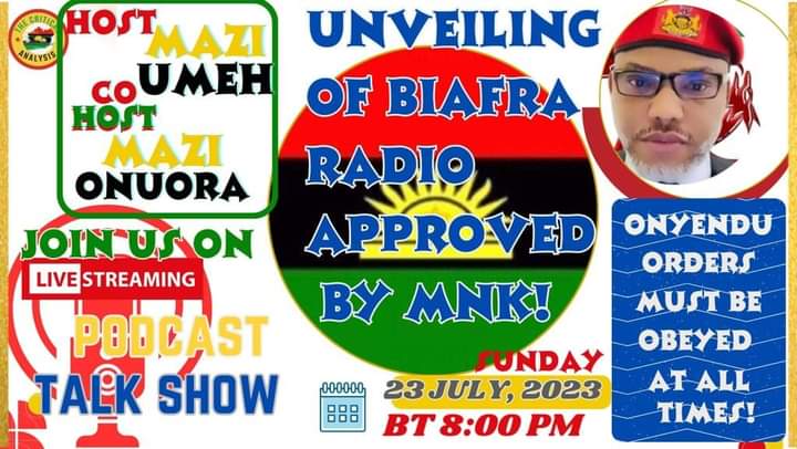 Don't miss this program. This is the lunch of the new radio approved by Mazi Nnamdi Kanu himself. Your hosts are Mazi Ikechukwu Onuoha and Mazi Umeh #BiafraRadio #FreeMaziNnamdiKanuNow