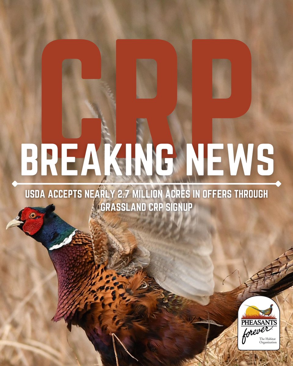 The U.S. Department of Agriculture (USDA) today announced the acceptance of 2.7 million acres into the Conservation Reserve Program’s (CRP) Grassland sign-up, selected from a record-setting 4.6 million acres in offers. When combined with the enrollment of over 1 million acres