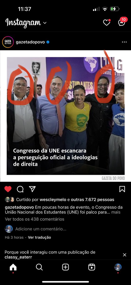 EduGiraoOficial's tweet photo. PALANQUE DA UNE:O ELO ENTRE O PL DA C3NSUR4 E O “TRIO COINCIDÊNCIA”? Quase passou despercebido quem estava presente na  grave fala do min Barroso;além do militante,os tbém políticos dep Orlando Silva e min da Justiça Flávio Dino! Orlando é relator do famigerado PL q quer calar brasileiros,Dino além de criar uma espécie de “Ministerio de Verdade”defende +um órgão regulador das redes e afirmou q se Congresso não legislar s/tema,o Gov.LUL4 e o 5TF poderia fazê-lo…E Barroso,um dos q +4BUS4M do ativismo judicial,fez declarações públicas dizendo q regulação é inevitável.O pior é q ele estava no evento de UNE como Pres da Corte…Hj protocolamos +um impeachment dele! Paz & Bem