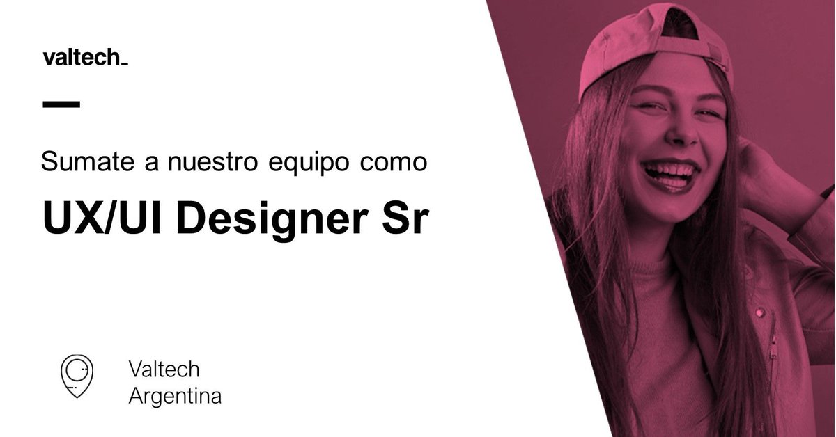Holi holiii! Sumate a nuestro gran equipo de #commerce  de <a href="/ValtechLatam/">Valtech LATAM</a> como  #uxui #designer  
Proyectos internacionales, inglés nivel Advanced.
Queremos conocerte --> lnkd.in/daGWi2ng
<a href="/masmujeresux_ar/">masmujeresux.ar</a> <a href="/masmujeresux/">+Mujeres en UX Latam</a> <a href="/UXLatam_/">UX Latam</a> #ux #empleoIT #busquedaslaboralesIT