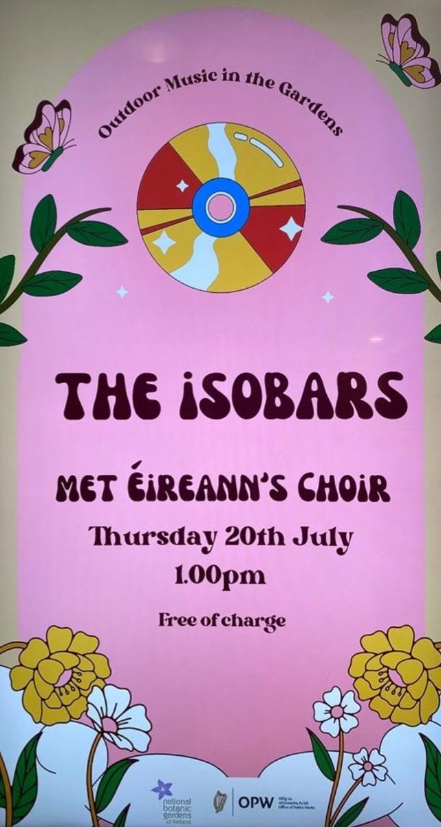 The Isobars will be performing at the National Botanic Gardens in Glasnevin tomorrow at 1pm! Weather themed songs as always 😄