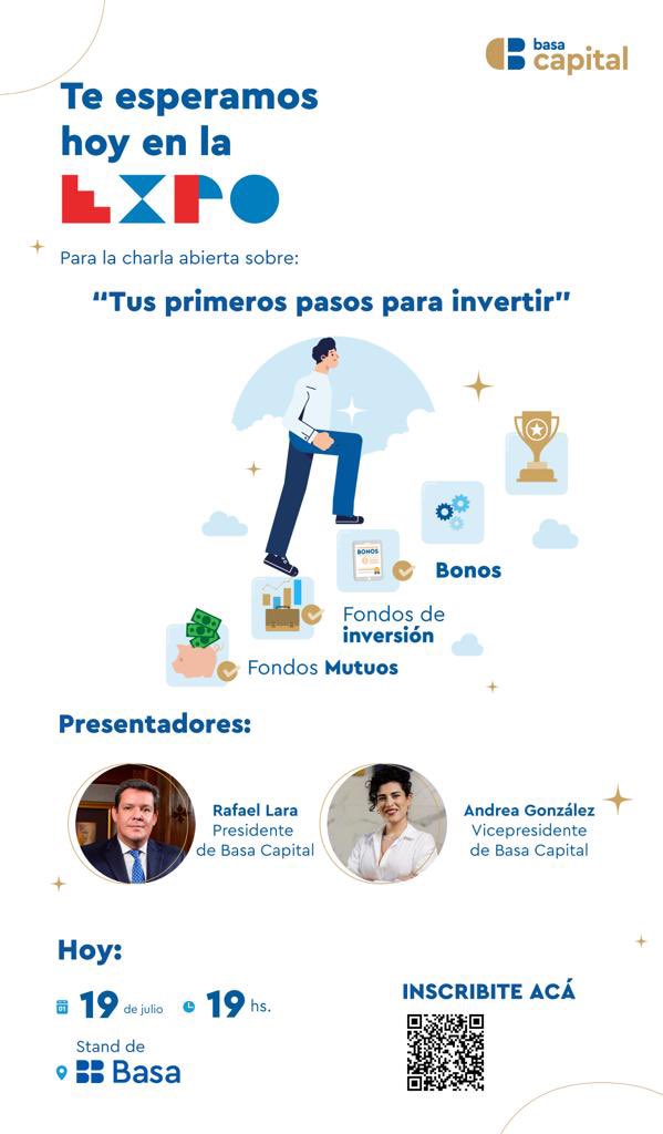 CuberoMatias's tweet photo. HOY!! Miércoles 19 de julio a las 19:00pm, los esperamos a todos en la EXPO (Stand de BASA) para una charla sobre todo lo que necesitas saber para iniciar tu paso por el Mercado de Capitales!

Nos vemos ahí! https://t.co/0zuIHUCnJ3