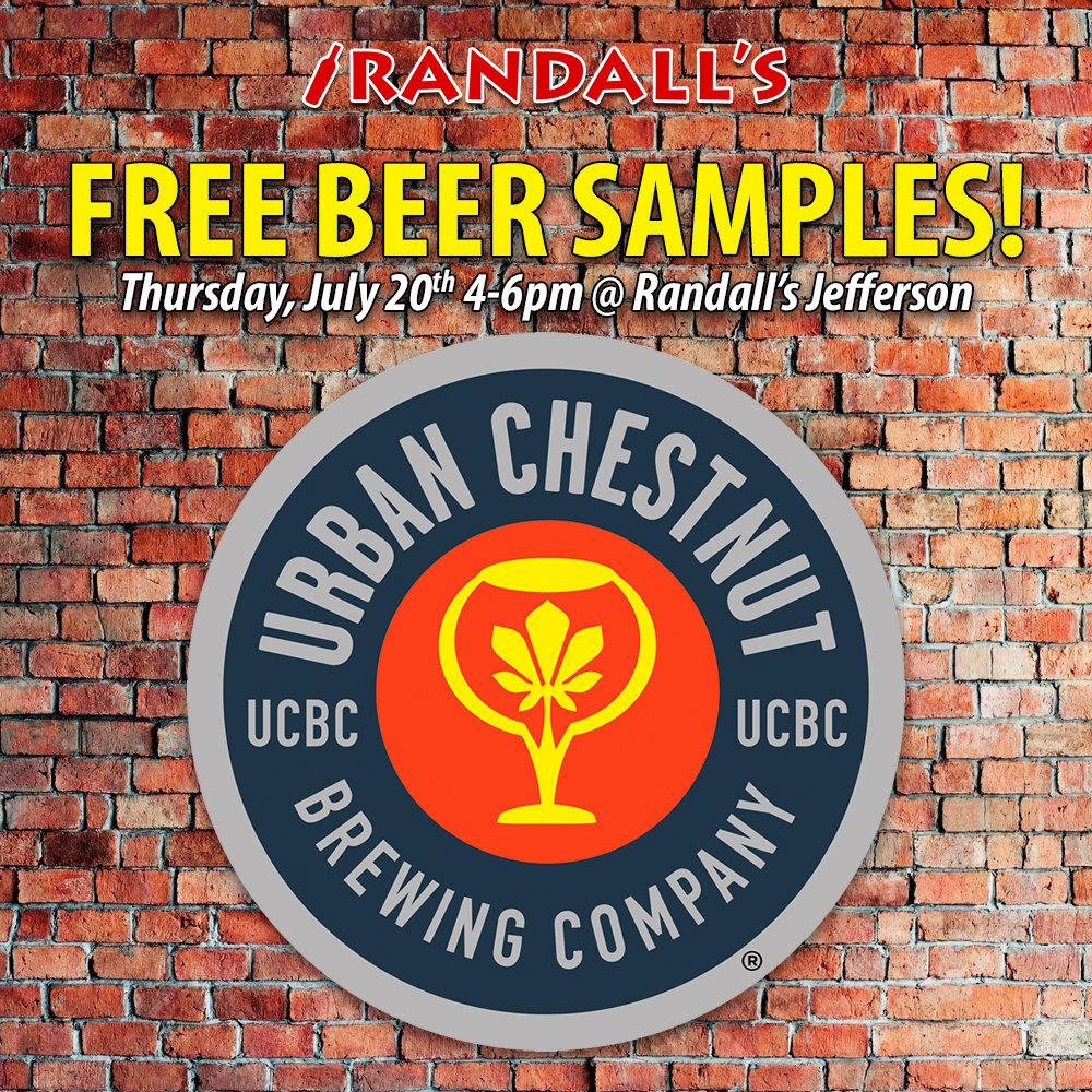 Randalls_Wine's tweet photo. Cool down with some FREE BEER SAMPLES from @urbanchestnut, today from 4-6pm at Randall's Jefferson.
#thingstodo #freesamples #beersamples #urbanchestnut #ucbc #urbantchestnutbrewing #stlouis #stlouismissouri #stlbeer #missouribeer https://t.co/RzpjuTw6RK