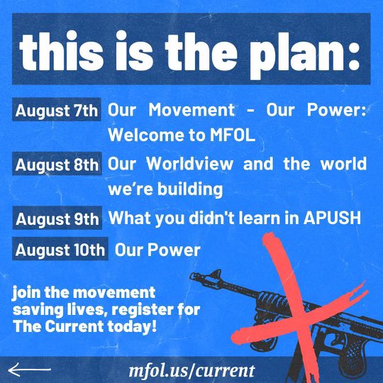 In 2020, we showed OUR POWER; now it’s time to feed ⚡️THE CURRENT⚡️! Join us this August as MFOL kicks off our virtual summer training program with the goal of educating, collaborating with, and empowering young people across the country! RSVP HERE: mfol.us/the-current