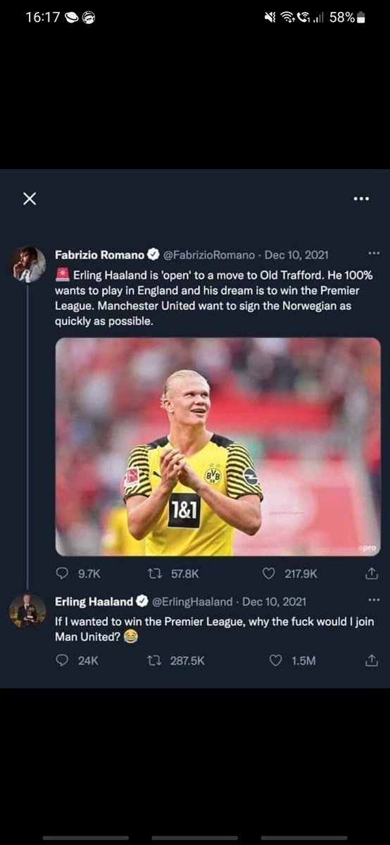 swede1984's tweet photo. @City_Xtra @FabrizioRomano He isn't always right, just saying 🤣 https://t.co/TXoAS93vDW