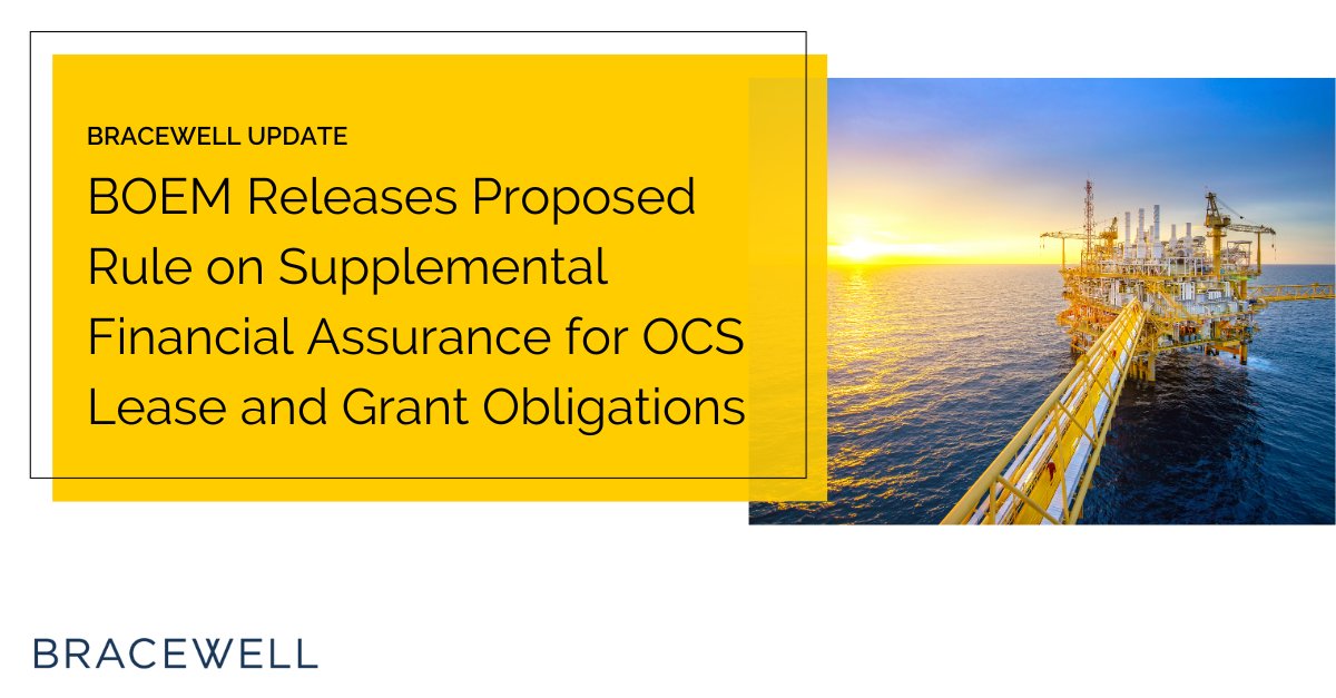 BracewellEnviro's tweet photo. A recent proposal from BOEM is the latest attempt by the federal government to ensure operators possess adequate financial assurance to cover the decommissioning of oil and gas assets on the Outer-Continental Shelf.
Learn more: https://t.co/C1aRkWoh7d
#oilandgas #decommission https://t.co/HFjsVsNaSM