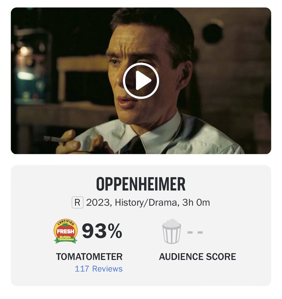 FilmUpdates's tweet photo. ‘BARBENHEIMER’ is now certified fresh on Rotten Tomatoes. https://t.co/Lef5dBAj3O