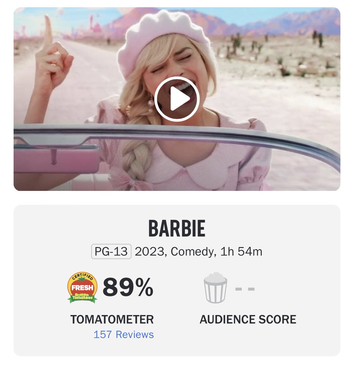 FilmUpdates's tweet photo. ‘BARBENHEIMER’ is now certified fresh on Rotten Tomatoes. https://t.co/Lef5dBAj3O