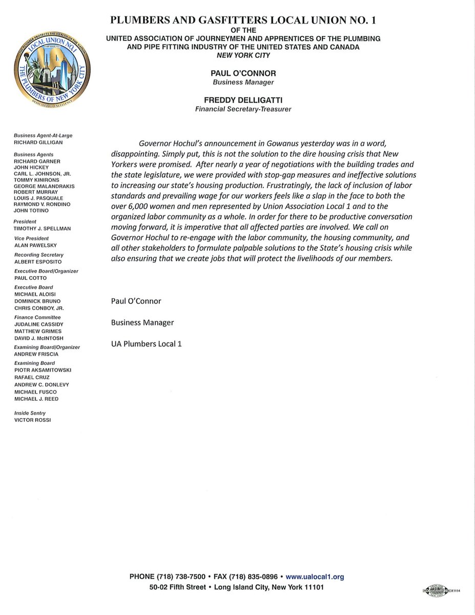 UALocal1 (@ualocal1) on Twitter photo Governor Hochul’s announcement in Gowanus yesterday was, in a word, disappointing. Simply put, this is not the solution to the dire housing crisis that New Yorker’s were promised. Read our full statement. @jessicaramos <a href="/UAPipeTrades/">United Association</a> <a href="/NYSPipeTrades/">New York State Pipe Trades Association</a> Governor Hochul’s announcement in Gowanus yesterday was, in a word, disappointing. Simply put, this is not the solution to the dire housing crisis that New Yorker’s were promised. Read our full statement. @jessicaramos <a href="/UAPipeTrades/">United Association</a> <a href="/NYSPipeTrades/">New York State Pipe Trades Association</a>