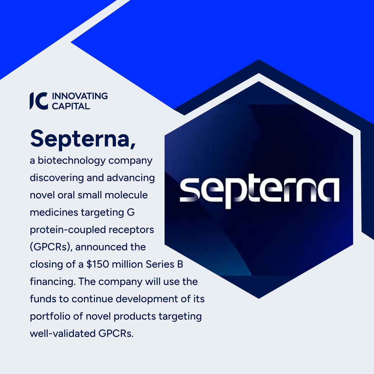 InnovatingCap's tweet photo. Septerna, a biotechnology company discovering and advancing novel oral small molecule medicines targeting G protein-coupled receptors (GPCRs), announced the closing of a $150 million Series B financing.
#biotechnology #seriesb #fundingnews #innovation #biotechindustry #healthcare https://t.co/FjFpHFJP8V