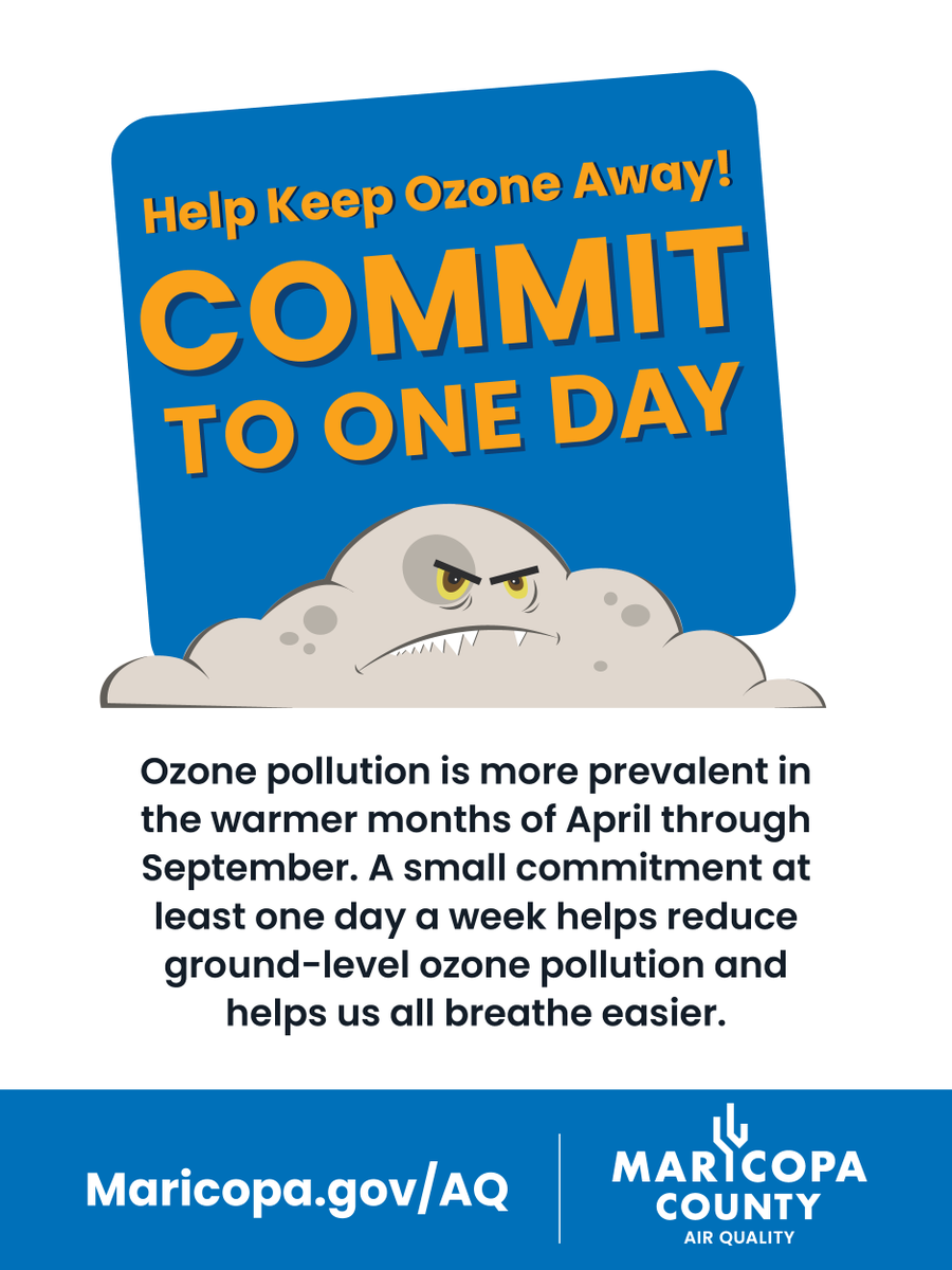 MaricopaAir's tweet photo. Have you noticed several High Pollution Advisories issued this summer? We have an explanation.
Visit https://t.co/m4ZJRuOTHe to learn why and how you can #CommitToOneDay and Help Keep Ozone Away!
#MaricopaCounty #CleanAir #AirQuality https://t.co/Bn0kaNfS72