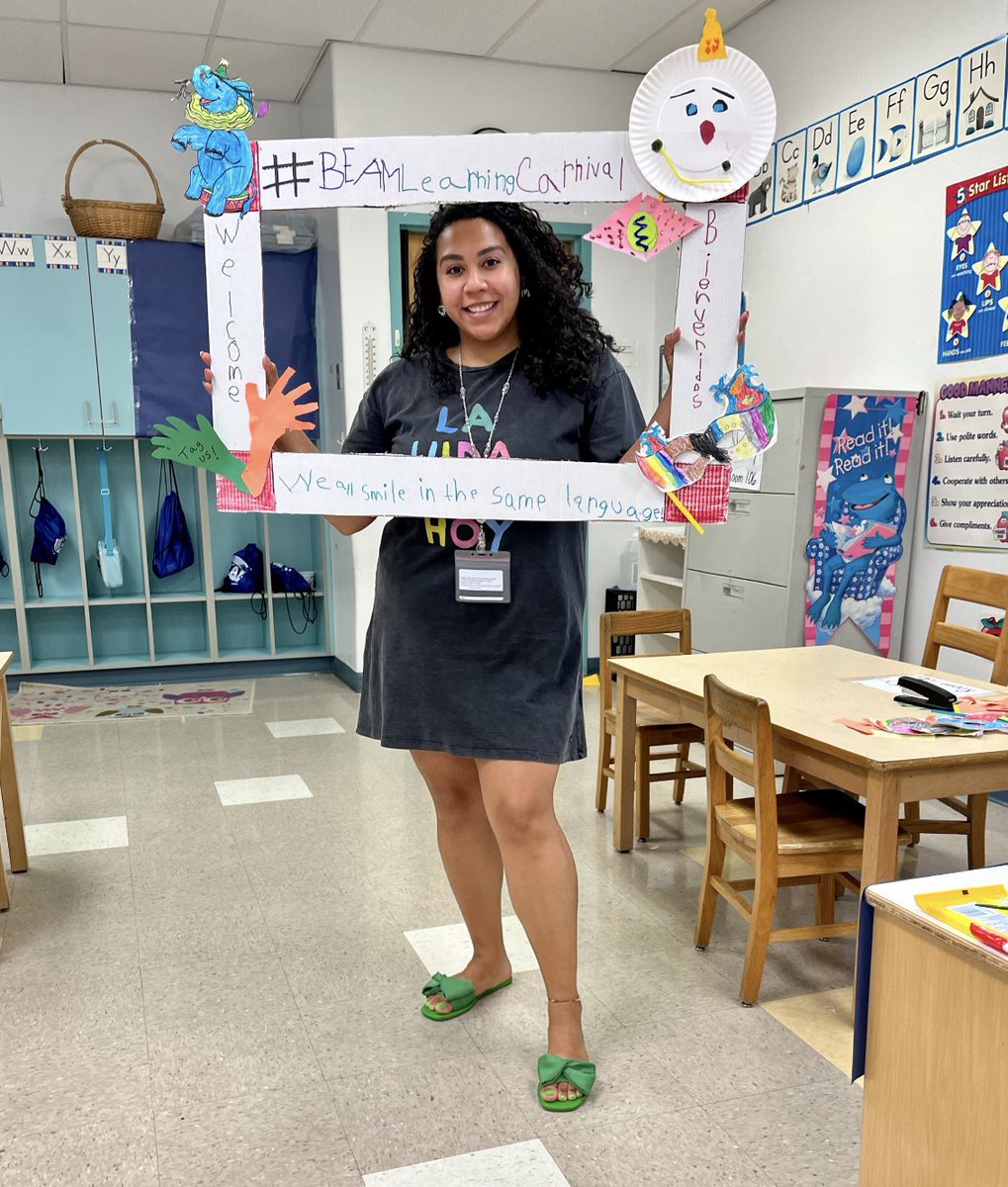 Getting ready for carnival day! 🎪🤹‍♀️🎡Make sure to stop by our table and take pictures with our Photo Booth props! 📸Always remember that we smile in the same language! 🤡#EnglishLanguageLearners #BEAMLearningCarnival @WestNYSchools @KatLovesKinder @WNYSDBilingual