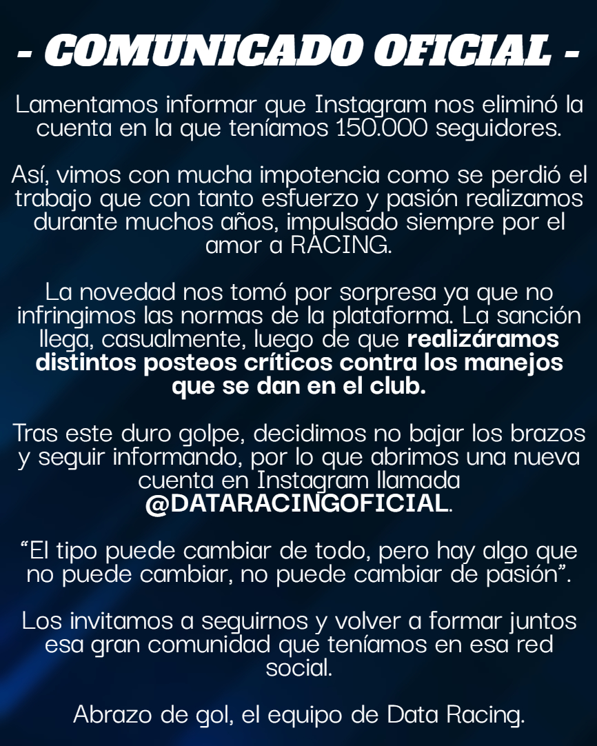 DataRacingOK's tweet photo. COMUNICADO IMPORTANTE - POR FAVOR RT
Nueva cuenta en Instagram: dataracingoficial
Link: https://t.co/ZanBl8aa8H https://t.co/EzVPMB3AJc